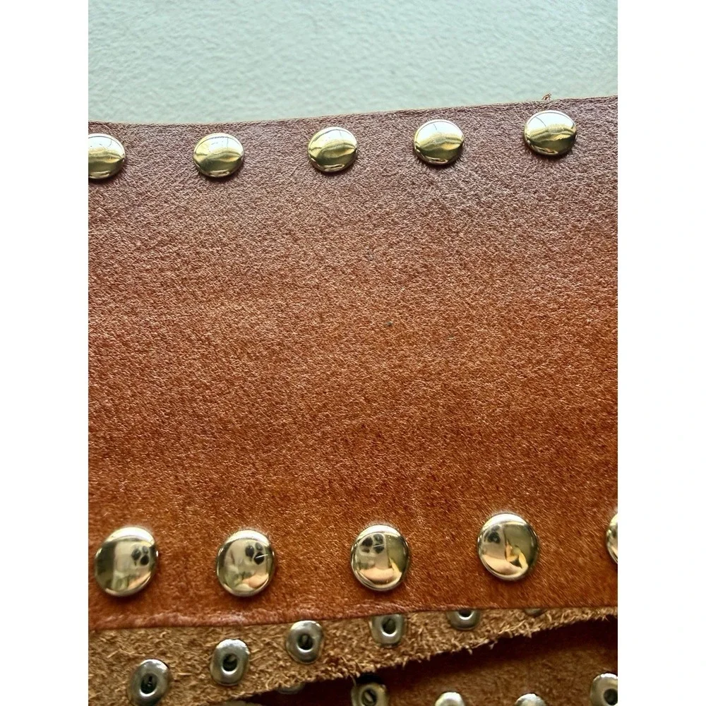 We The Free Sola Stud Belt Cognac Brown Leather Hip Belt S/M NWOT Boho Festival - Picture 3 of 11